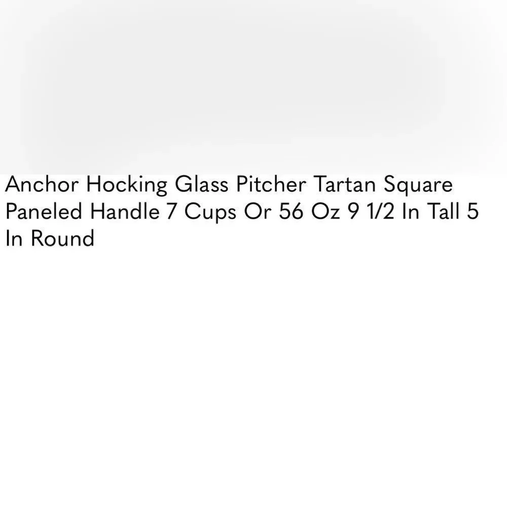 Anchor Hocking Glass Pitcher Tartan Square Paneled Handle 7 Cups Or 56 Oz